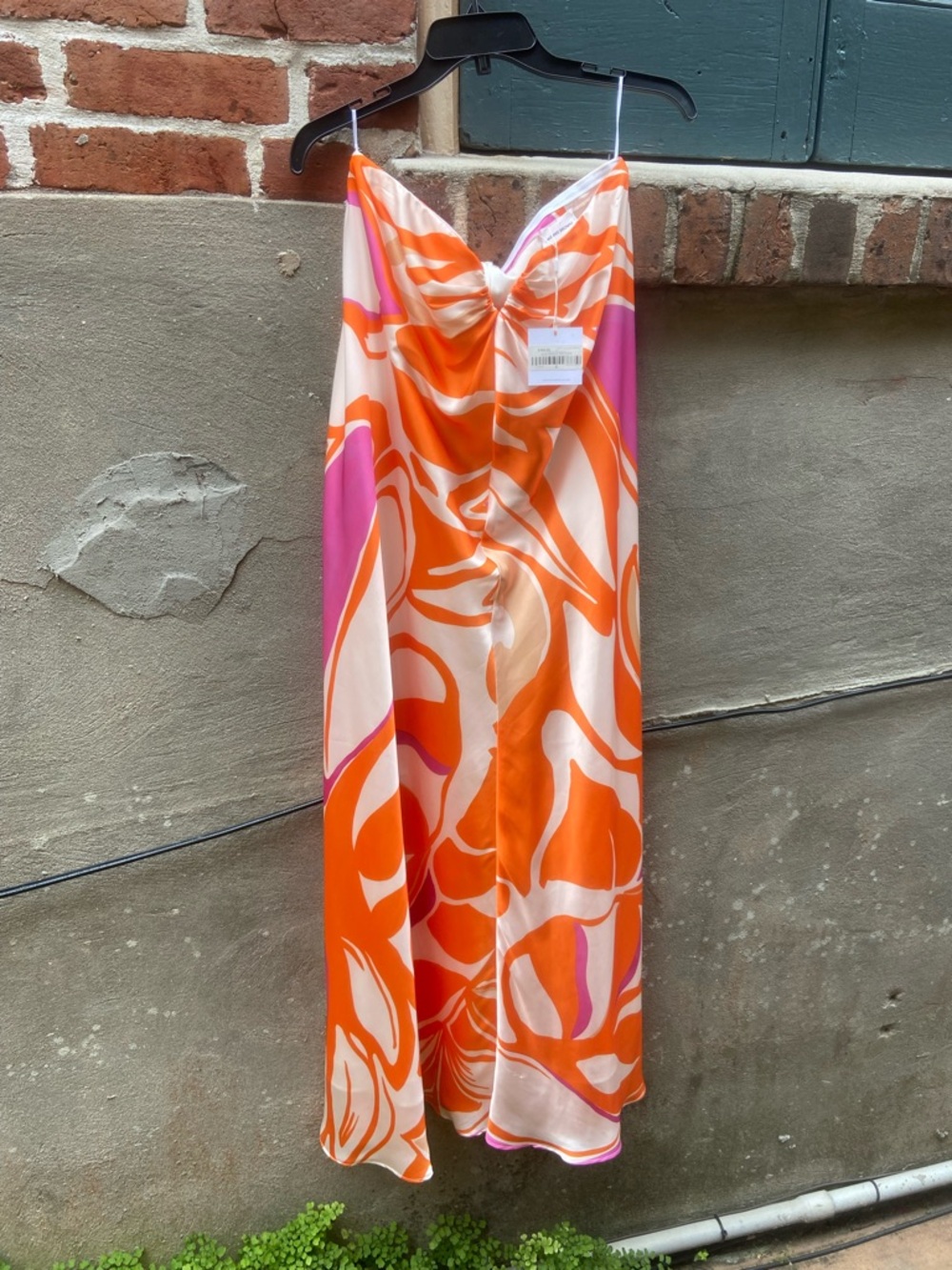 Lavender Brown Orange & Pink Satin  Dress S
